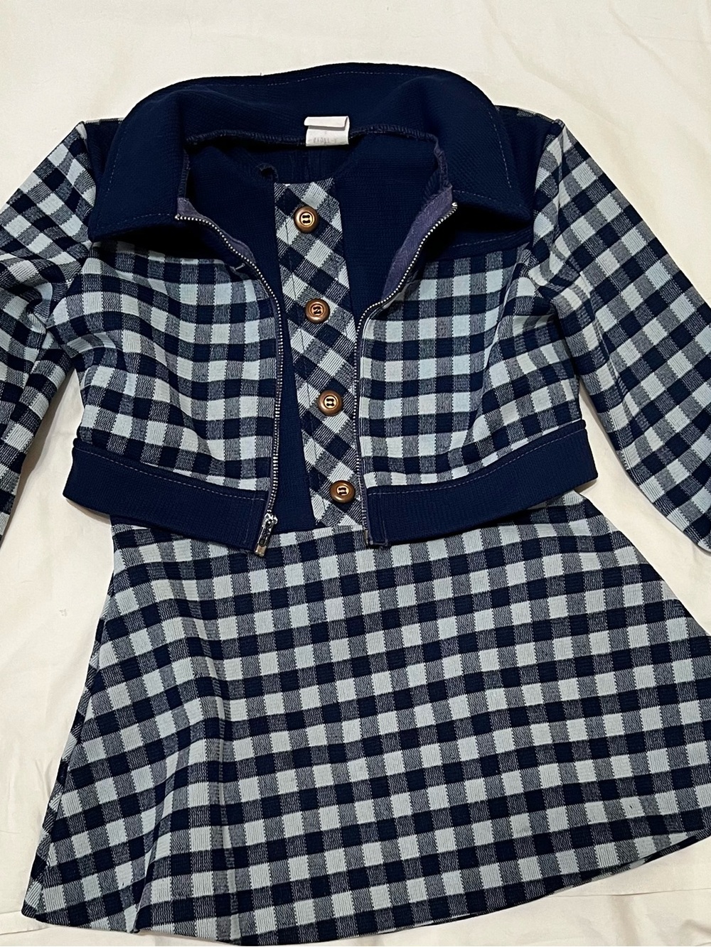Vintage Love Kids Navy and White Plaid Dress with Matching Jacket